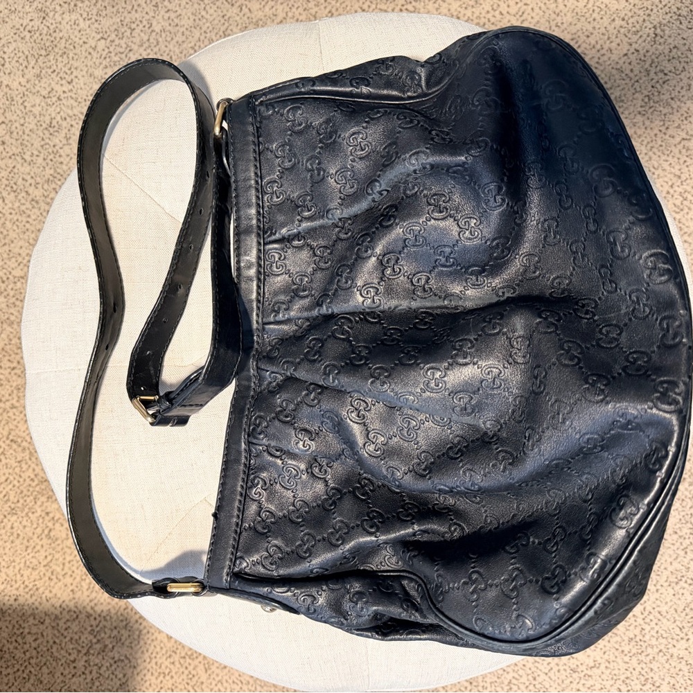 Gucci Sukey Guccissima Black Leather Shoulder Bag - Picture 2 of 14